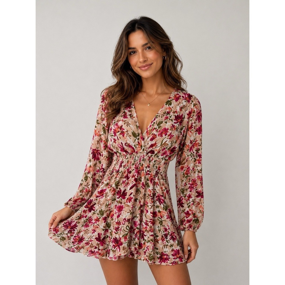 Y2k Papya Romper Blush Pink coquette fairy long sleeve summer lightweight boho S